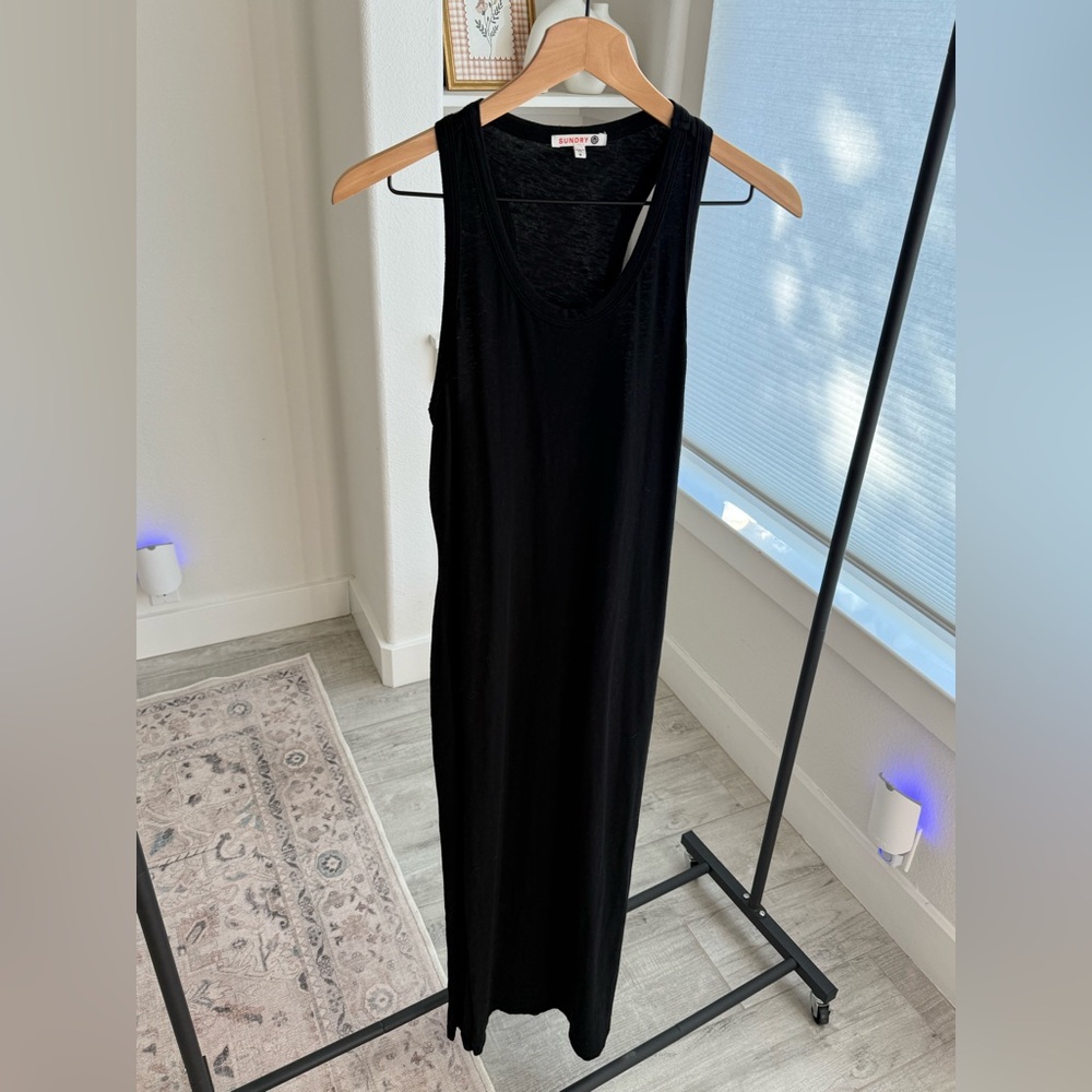 Sundry Black Scoop Neck Maxi Tank Dress